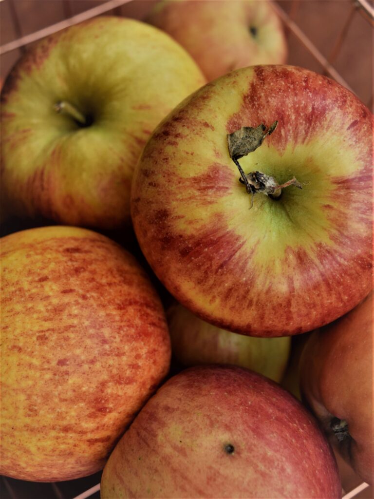 apples in basket close up