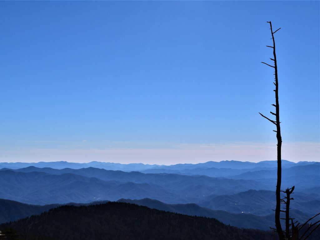 Smoky Mountain Fall Driving tour, view vista from clingmans dome national park