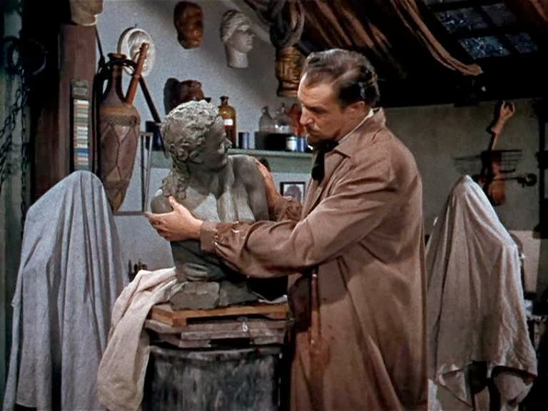 vintage creepy halloween movie classic suspense thriller vincent price sculpting house of wax