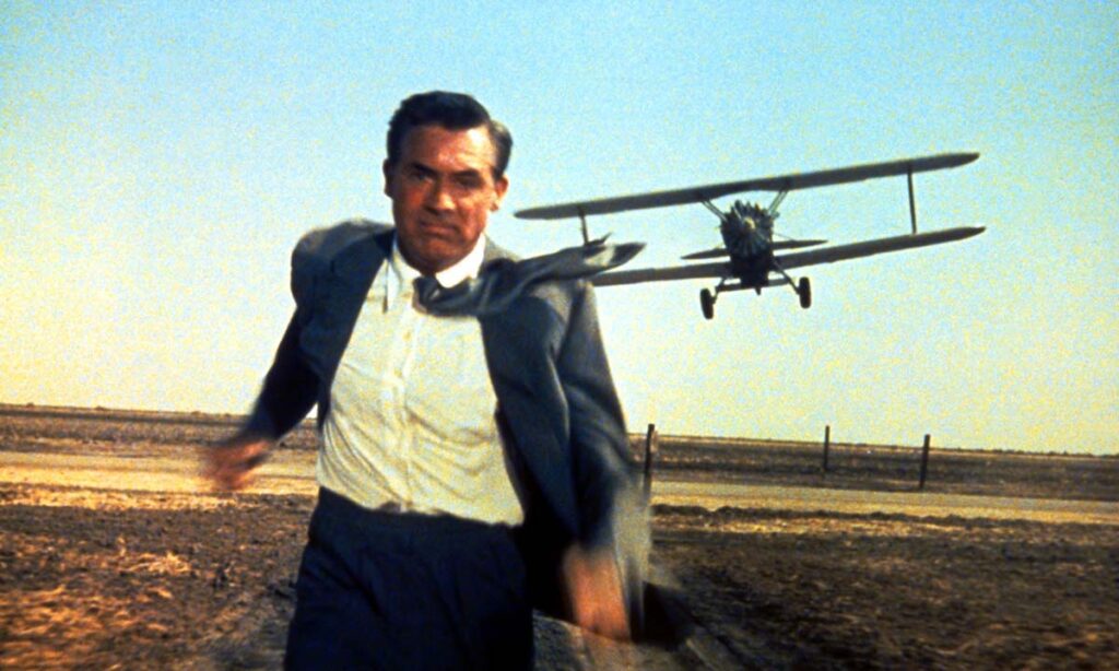 vintage creepy halloween movie classic suspense crop dusting plane thriller north by northwest cary grant