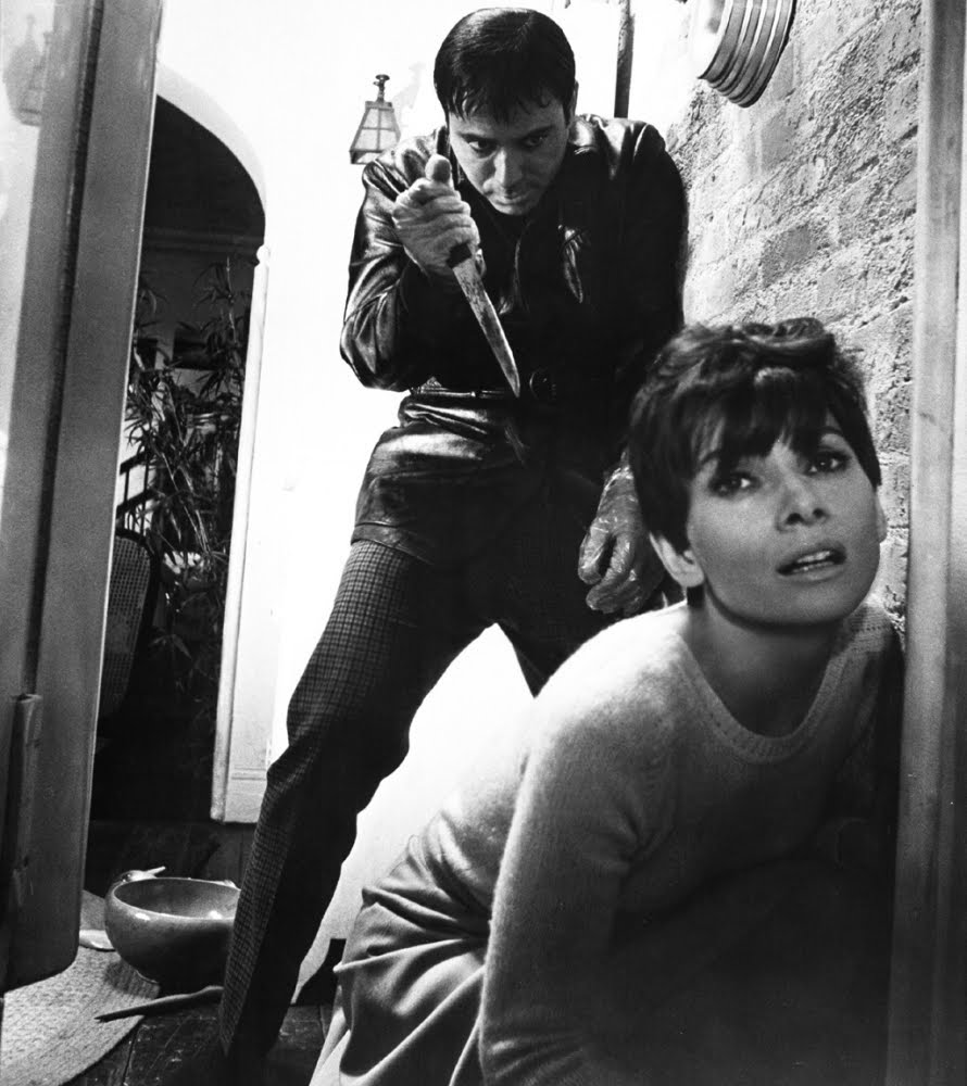 vintage creepy halloween movie classic suspense thriller wait until dark man with knife blind audrey hepburn