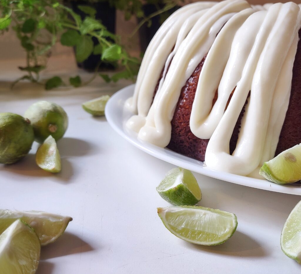 key lime pound cake with cream cheese drizzle, dessert, citrus, recipe