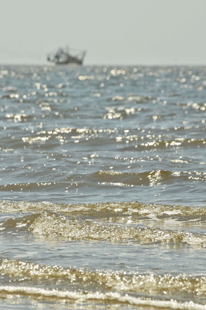 ocean, landscape, shrimp boat, Atlantic ocean, Georgia